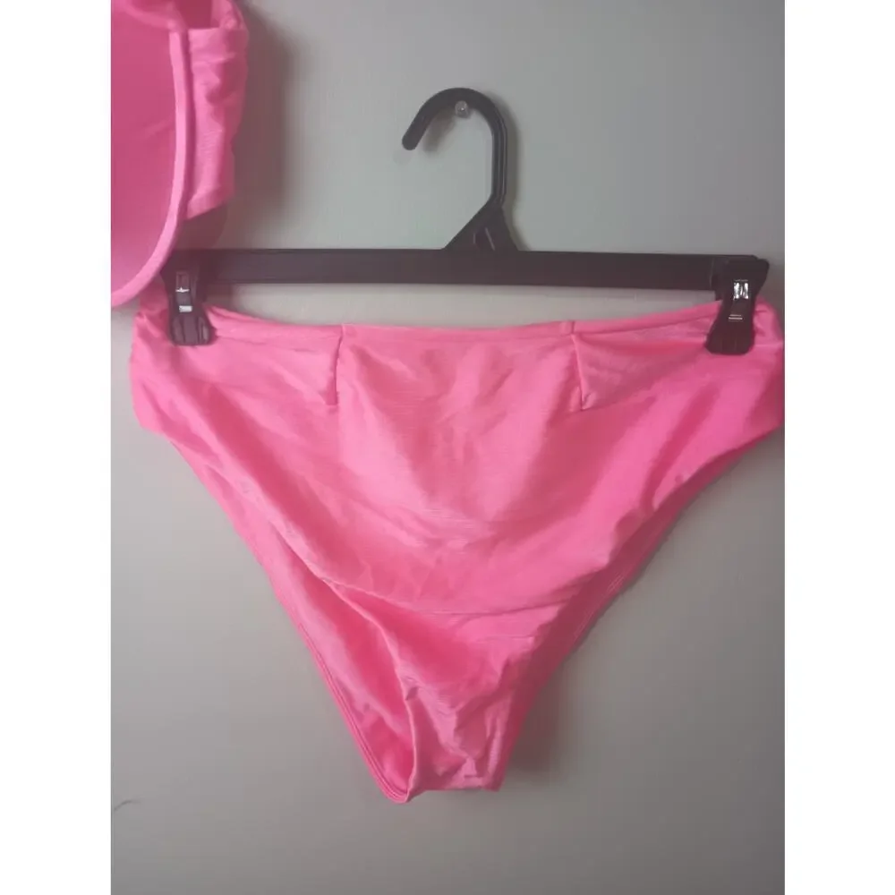 Lovers and Friends Pink Bikini‎ Set Large Top High Waisted Bottoms Swim Beach